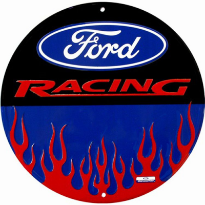 GE Enseigne métal ronde Ford racing avec flammes